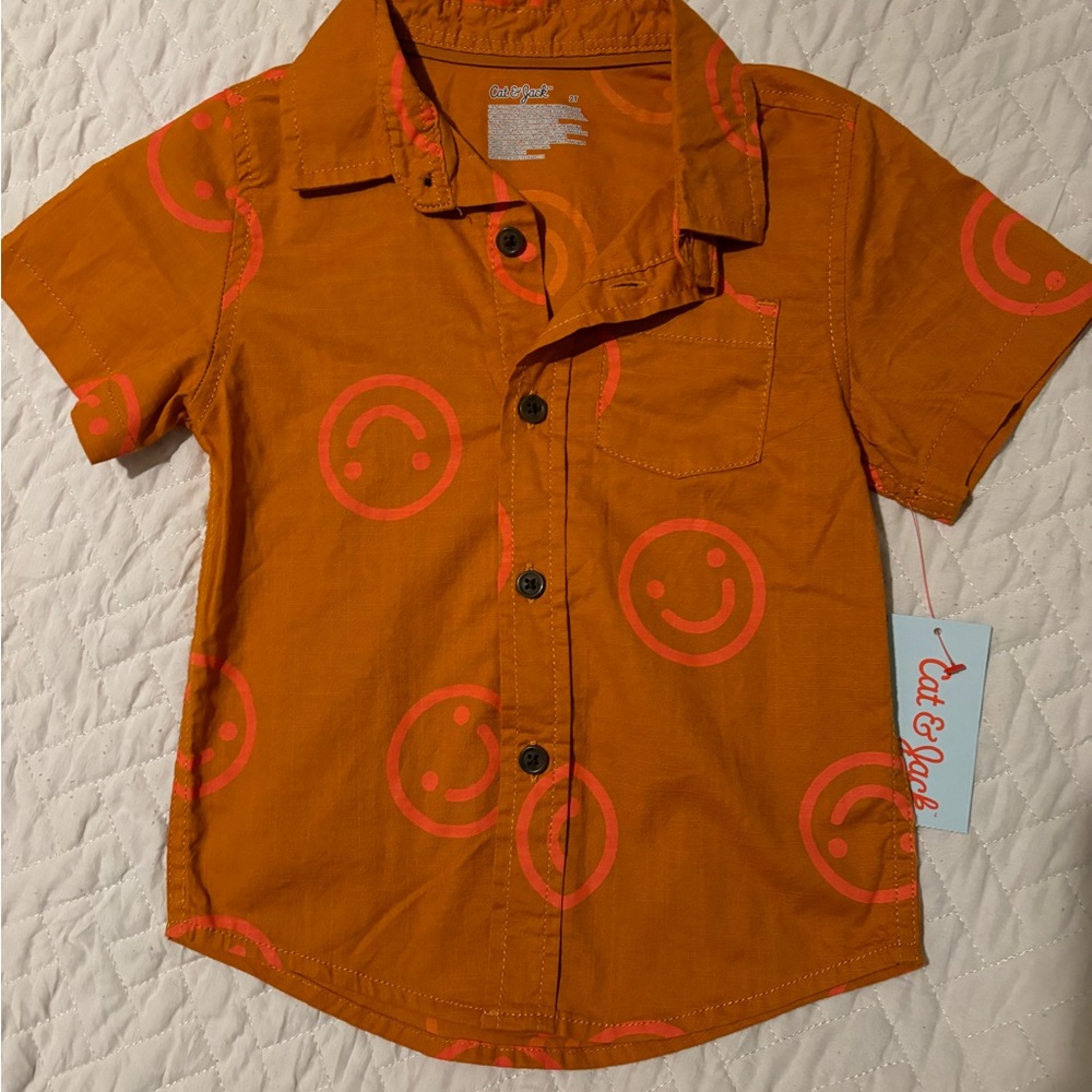 Cat & Jack Orange Button Down Shirt